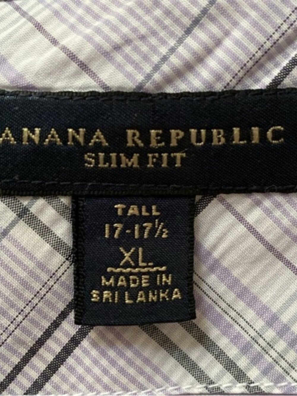 Banana Republic Dress Plaid Purple Shirt size Neck17.5 - Picture 9 of 11